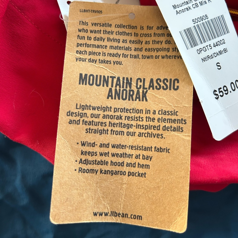 LL Bean Mountain Classic Anorak Jacket Men’s Small Colorblock Windbreaker New - Picture 4 of 8
